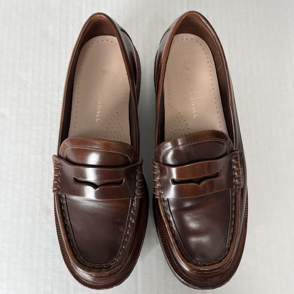 Loeffler Randall Rikki Platform Penny Loafers Wedge Lugged Sole Oxfords Size 7 - Picture 8 of 16